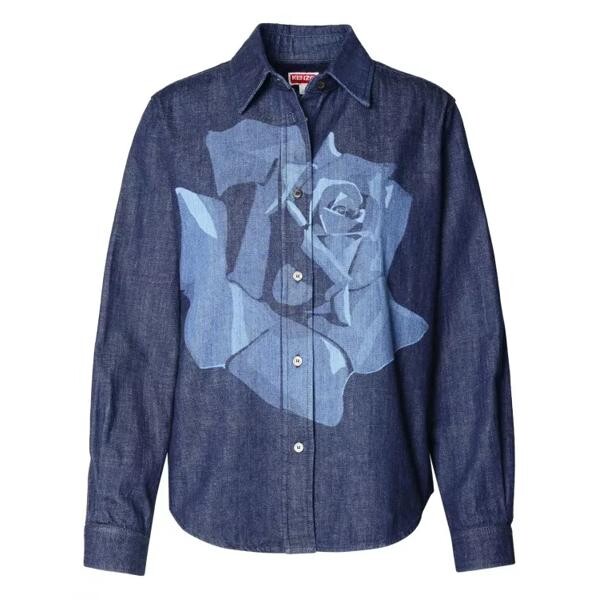 

Футболка printed denim shirt Kenzo, синий