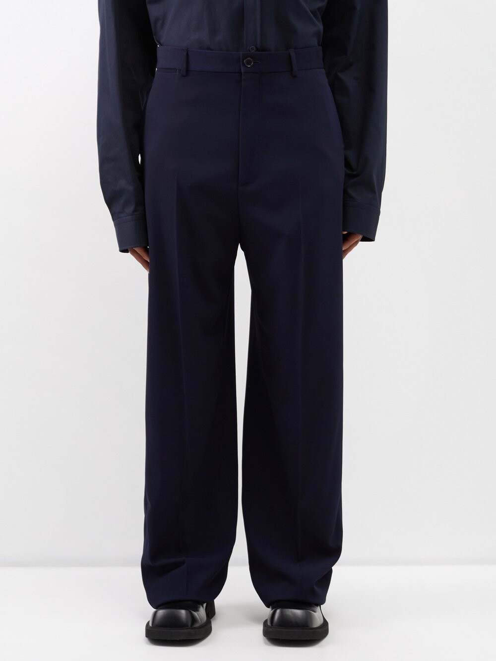 

Широкие брюки из смесовой шерсти Balenciaga, синий