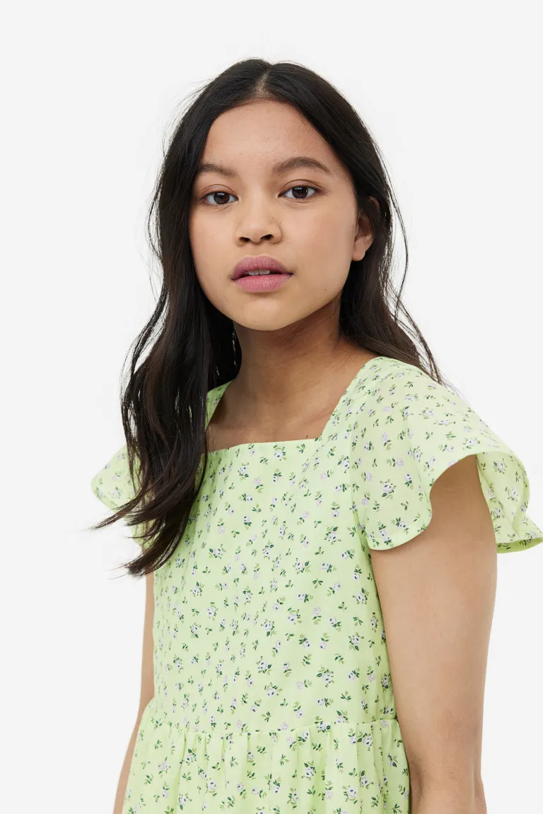 Платье с несколькими рядами рюшей H&M, зеленый
