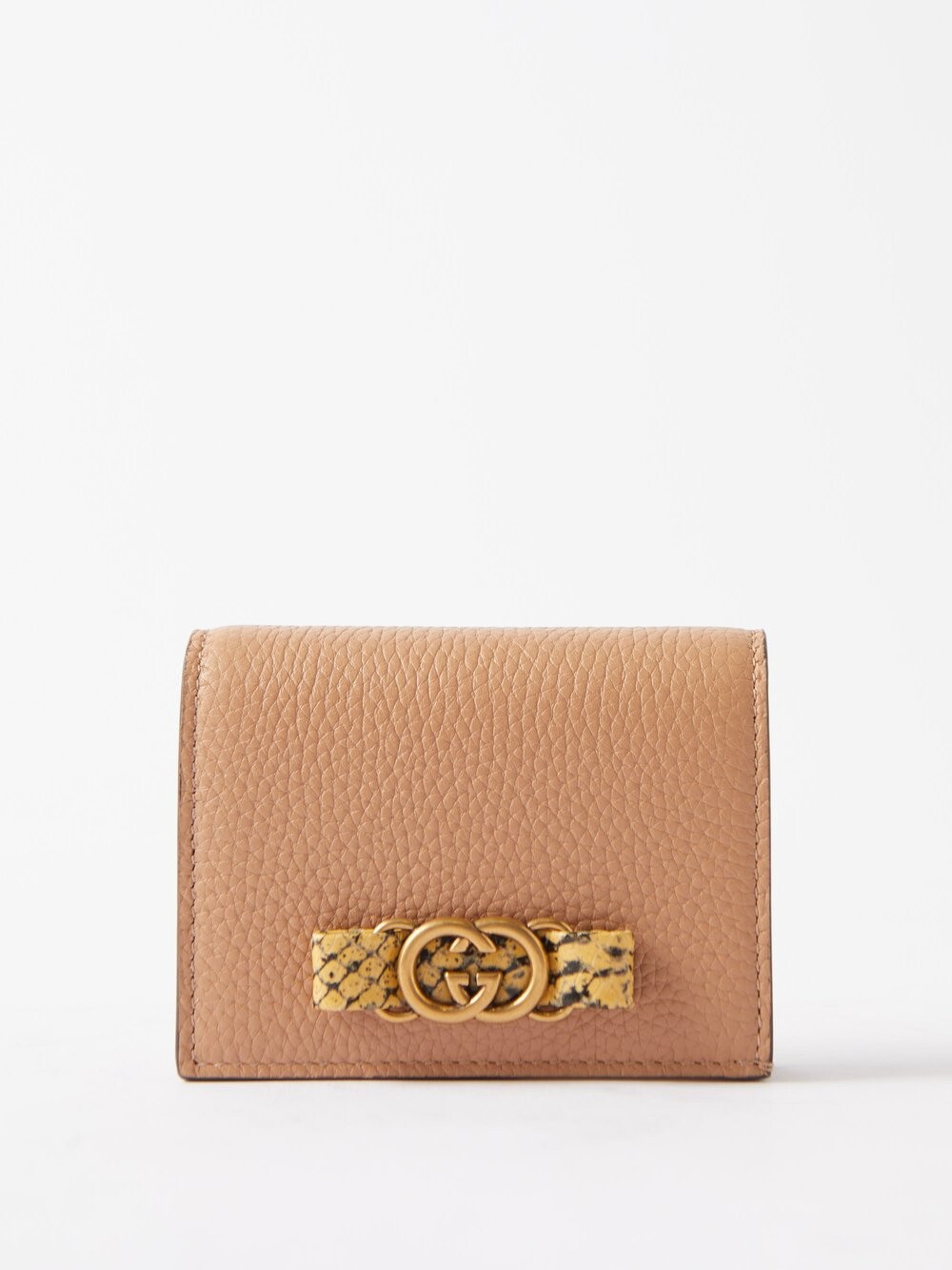 

Кошелек из зерненой кожи с пластинкой-логотипом Gucci, бежевый