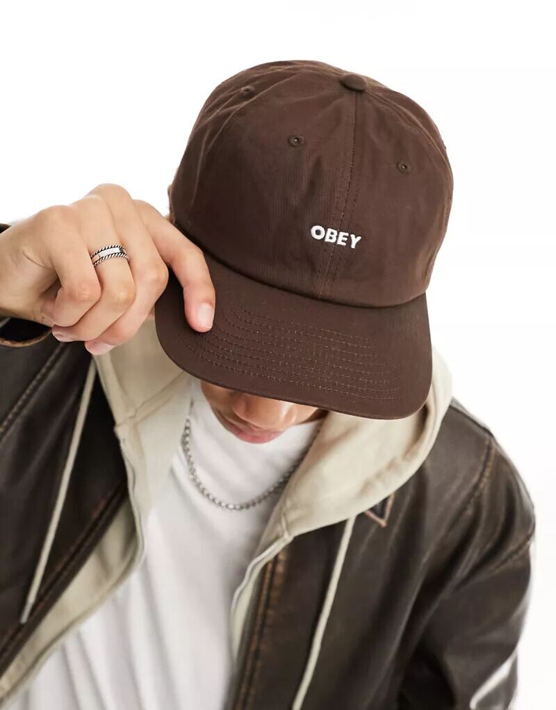 

Коричневая кепка Obey с 6 панелями и привлекательным логотипом