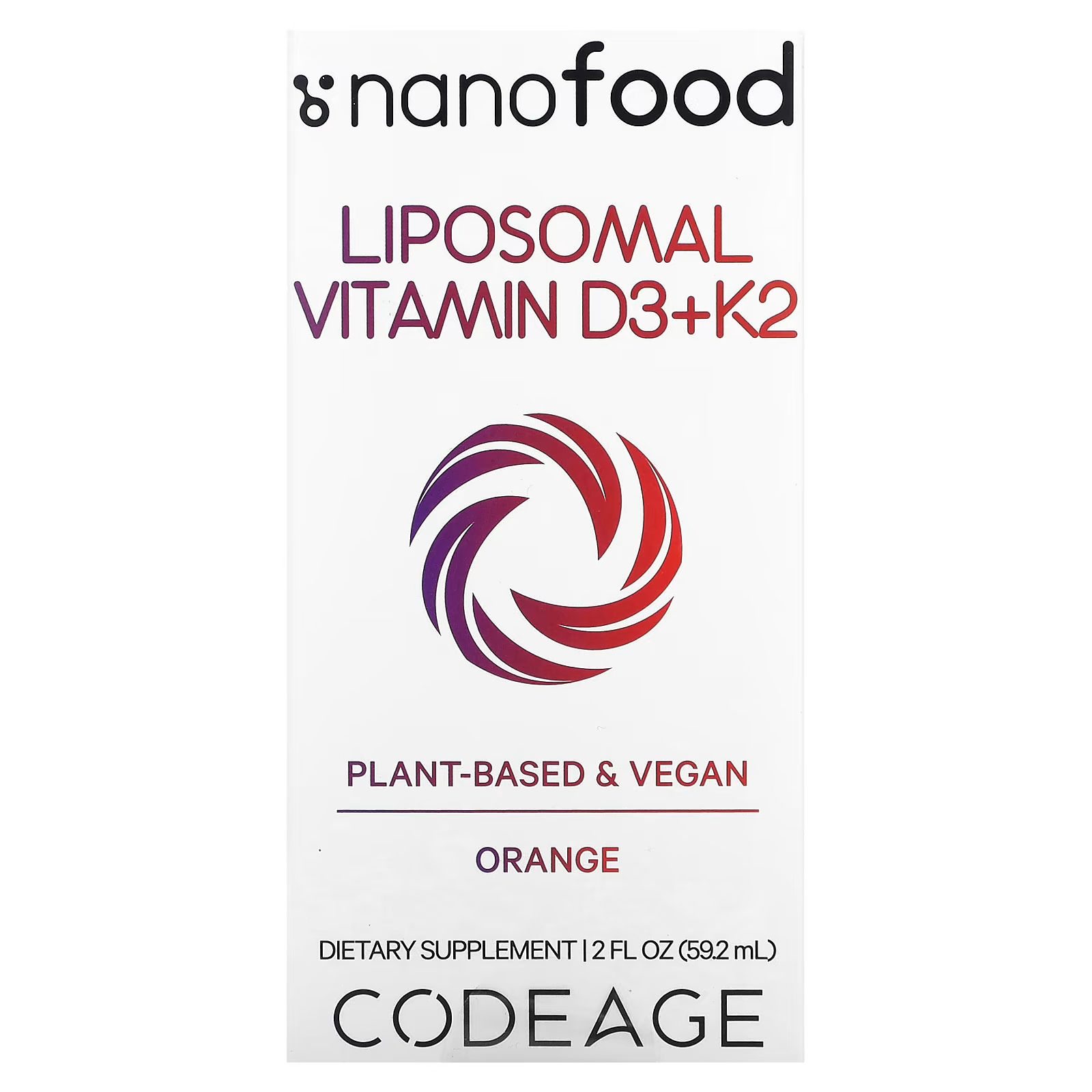 Codeage Липосомальный витамин D3+K2, апельсин, 2 жидких унции (59,2 мл) codeage липосомальный витамин b12 ягодное ассорти 59 2 мл 2 жидк унции
