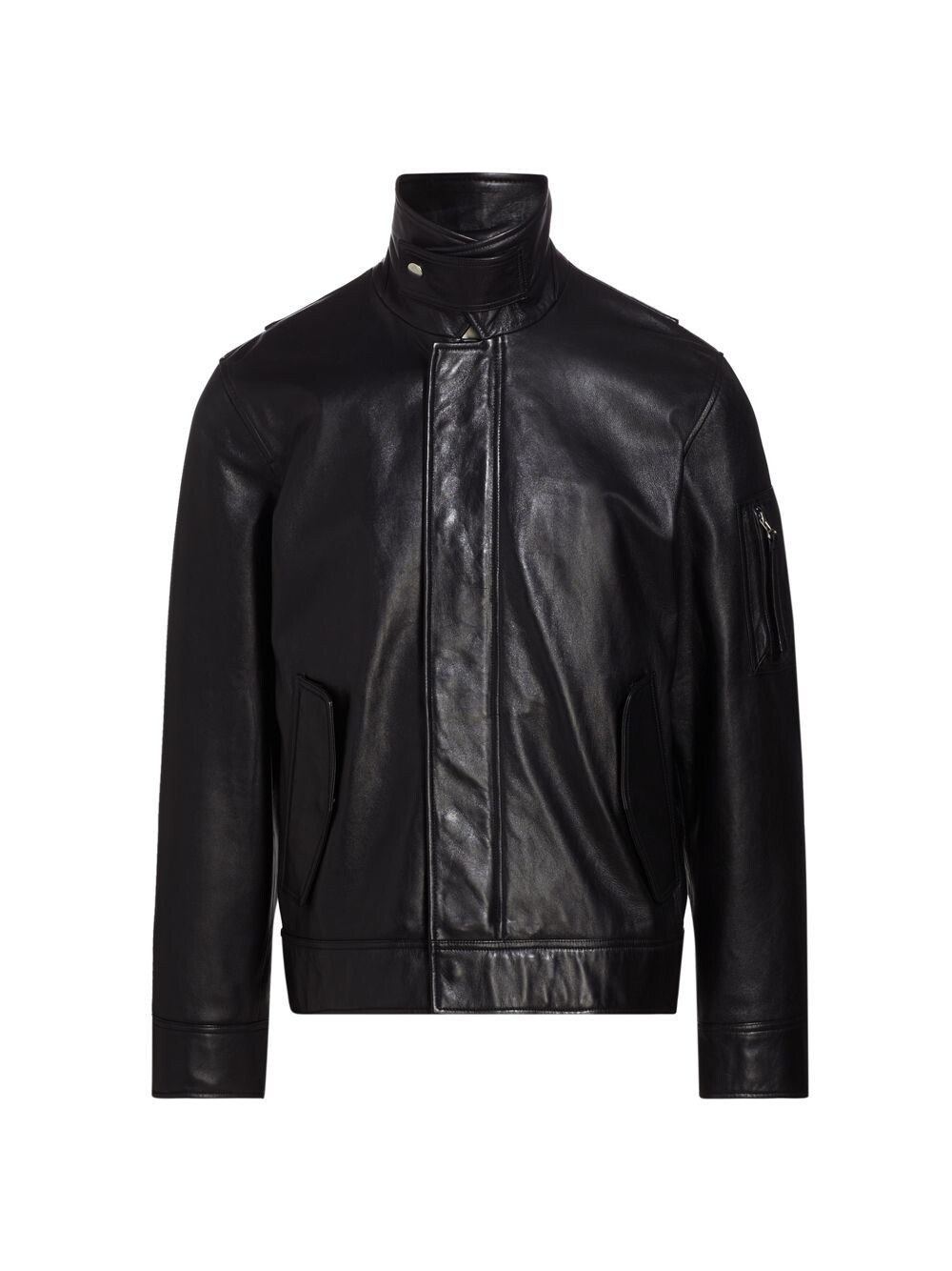 

Кожаная куртка с воротником-стойкой Helmut Lang, черный
