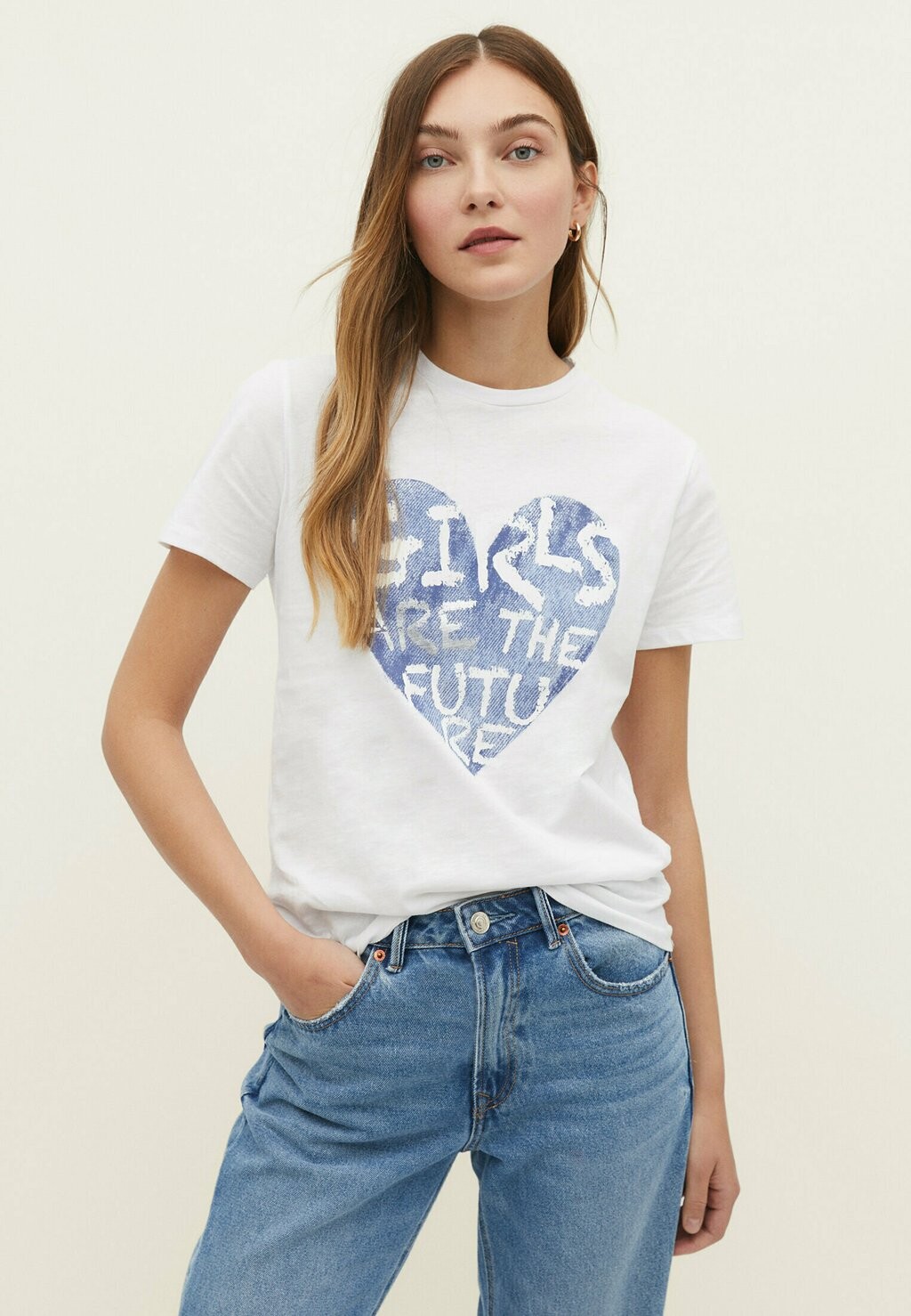 

Футболка с принтом Stradivarius, синий