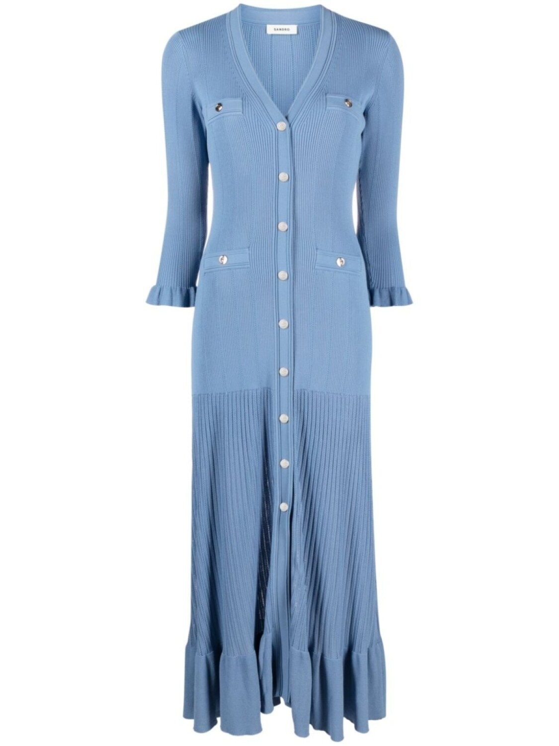 

SANDRO ribbed knit midi dress, синий