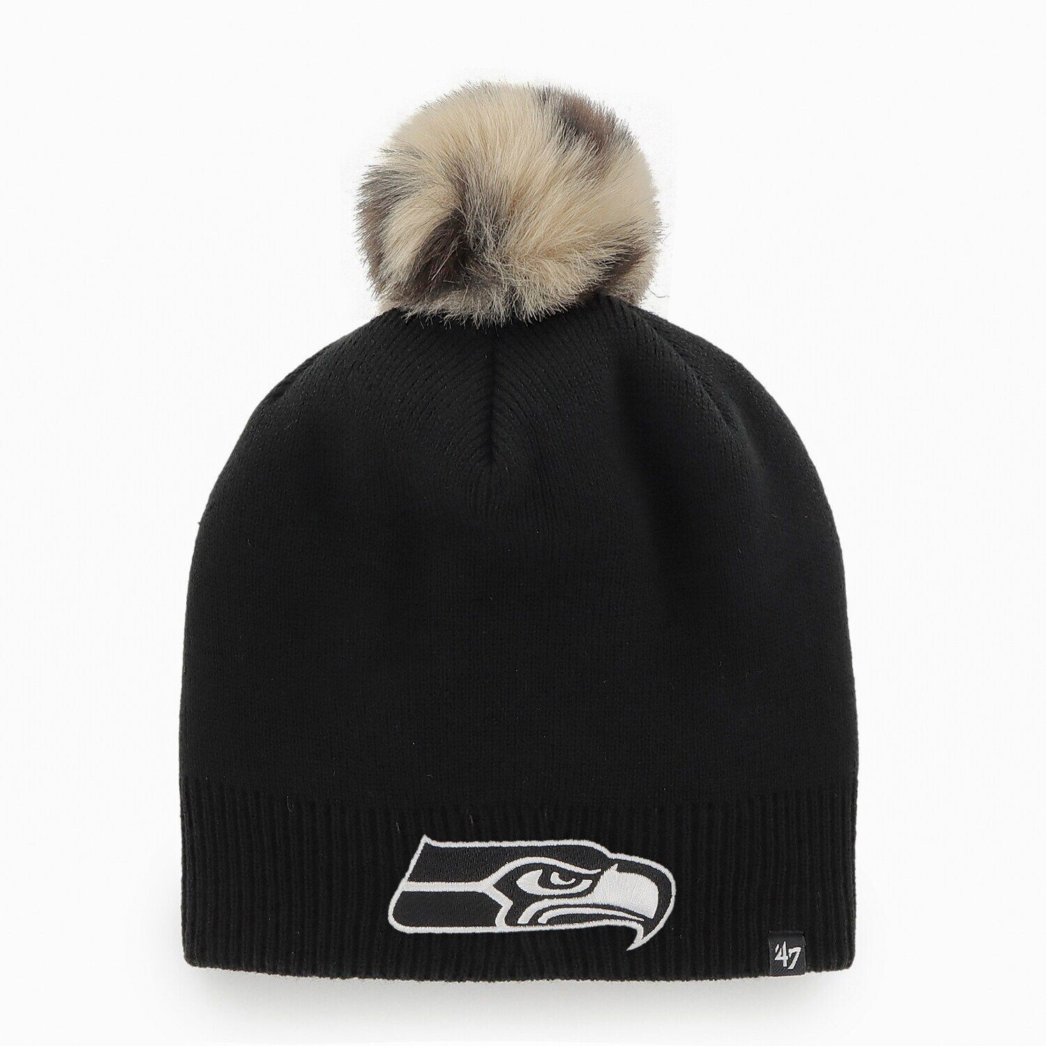 

Женская черная шапка-бини Seattle Seahawks Serengeti '47 с помпоном 47 Brand