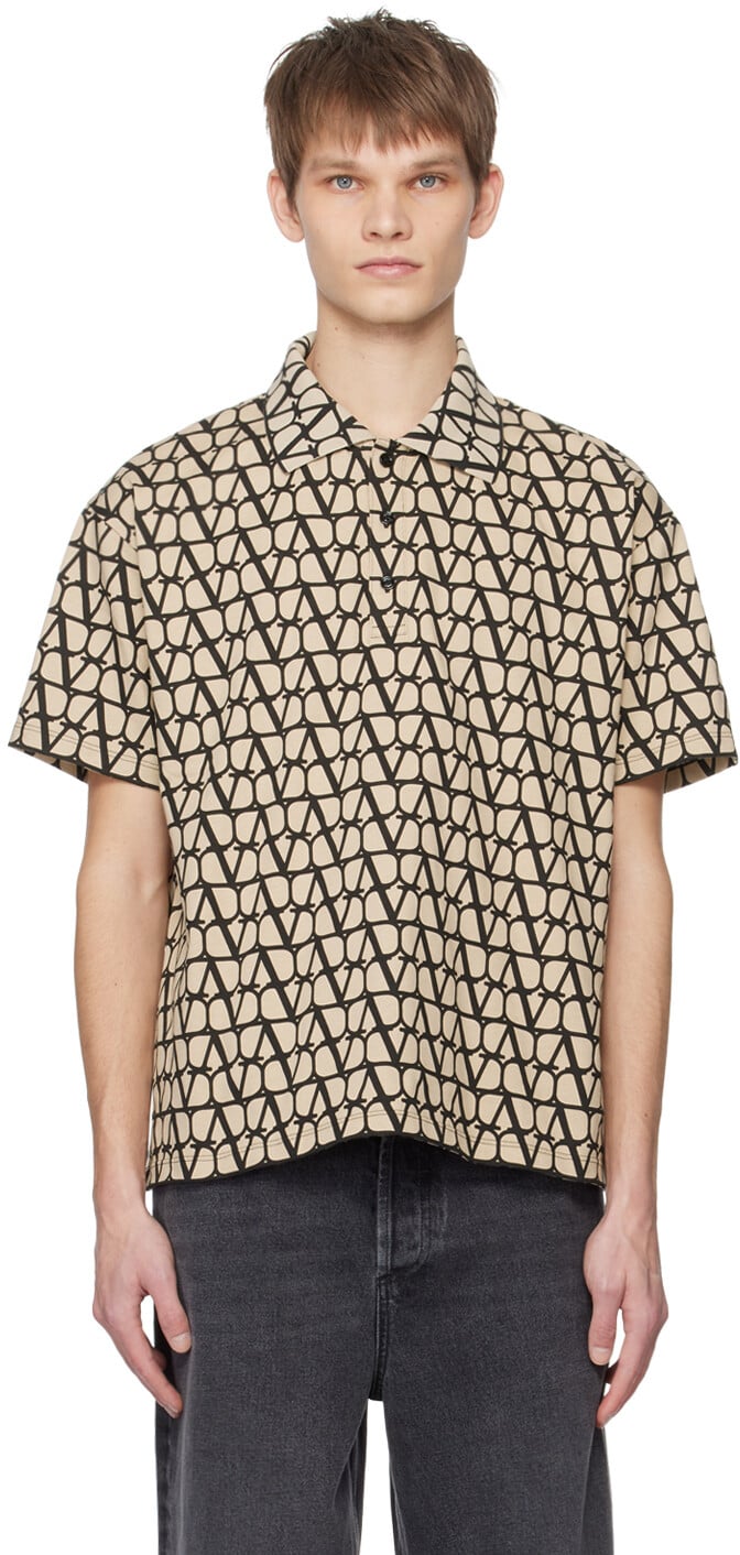 

Бежевая футболка-поло Iconographe Valentino