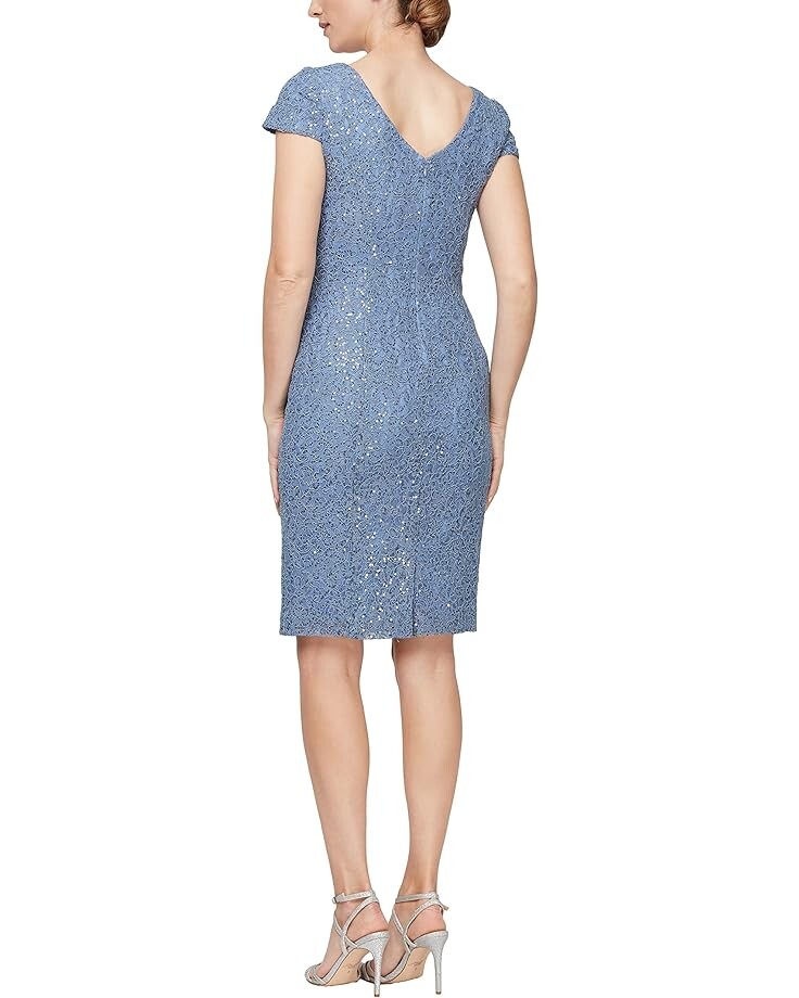 

Платье Alex Evenings Short Corded Sheath Dress, цвет Wedgewood