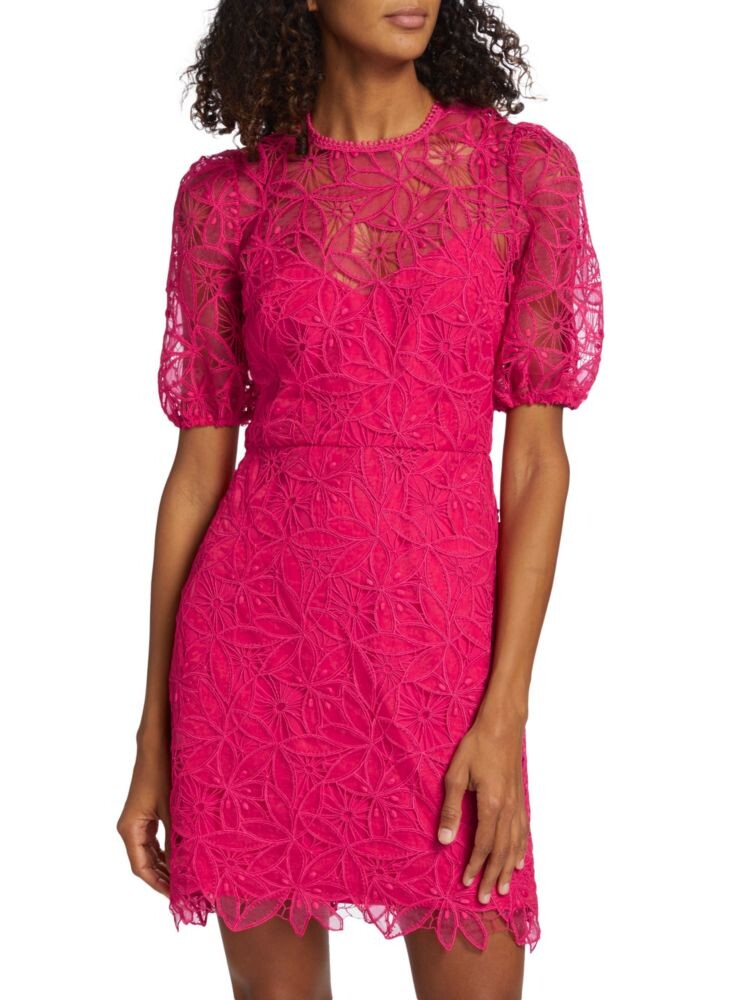 

Кружевное мини-платье Vera с пышными рукавами Ml Monique Lhuillier, цвет Watermelon