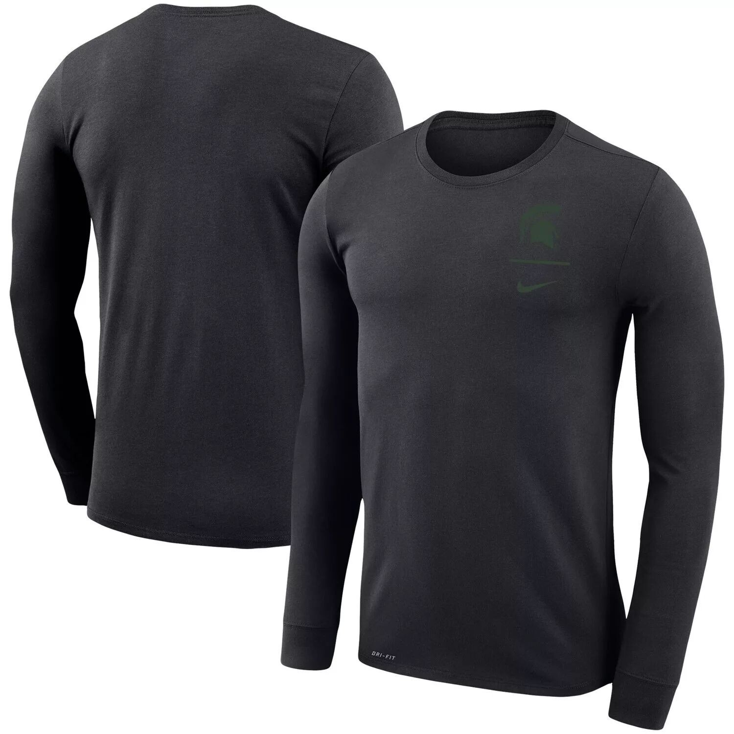 

Мужская черная футболка с длинным рукавом с логотипом Michigan State Spartans Logo Stack Legend Performance Nike, Черный