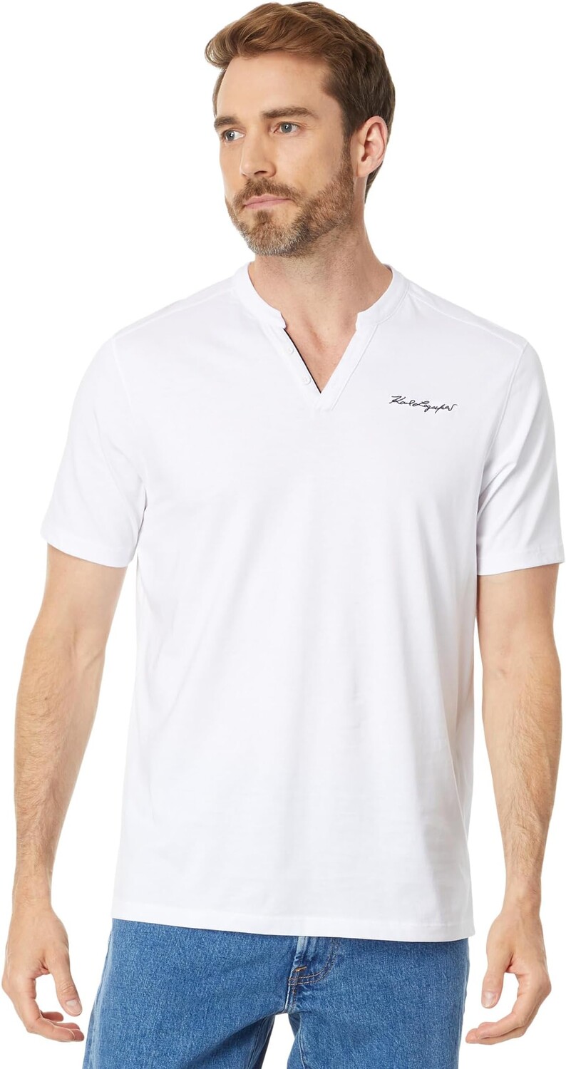 

Pima Henley с вышитым фирменным логотипом на груди Karl Lagerfeld Paris, белый