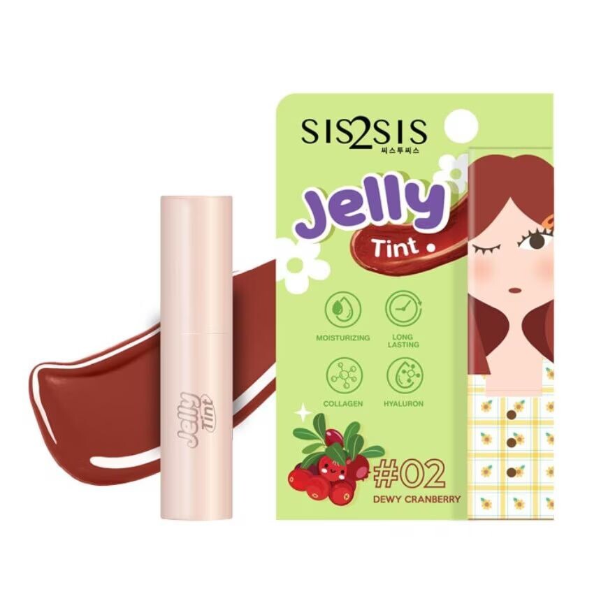 

Sis2Sis Желе-тинт для губ 1,5г. 02 Дьюи Клюква, Dewy Cranberry
