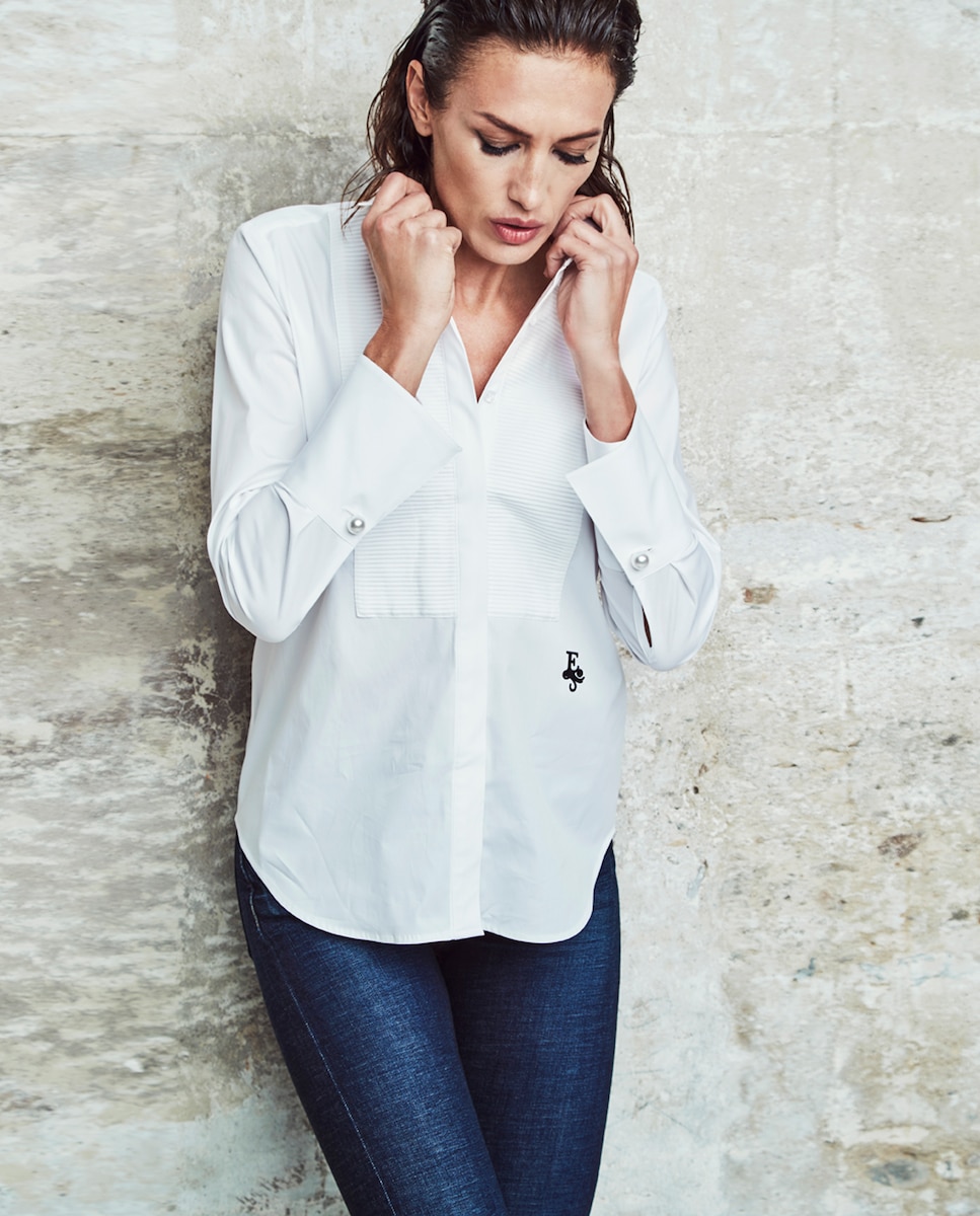 Женская рубашка классического кроя на кулиске The Extreme Collection, белый цена и фото
