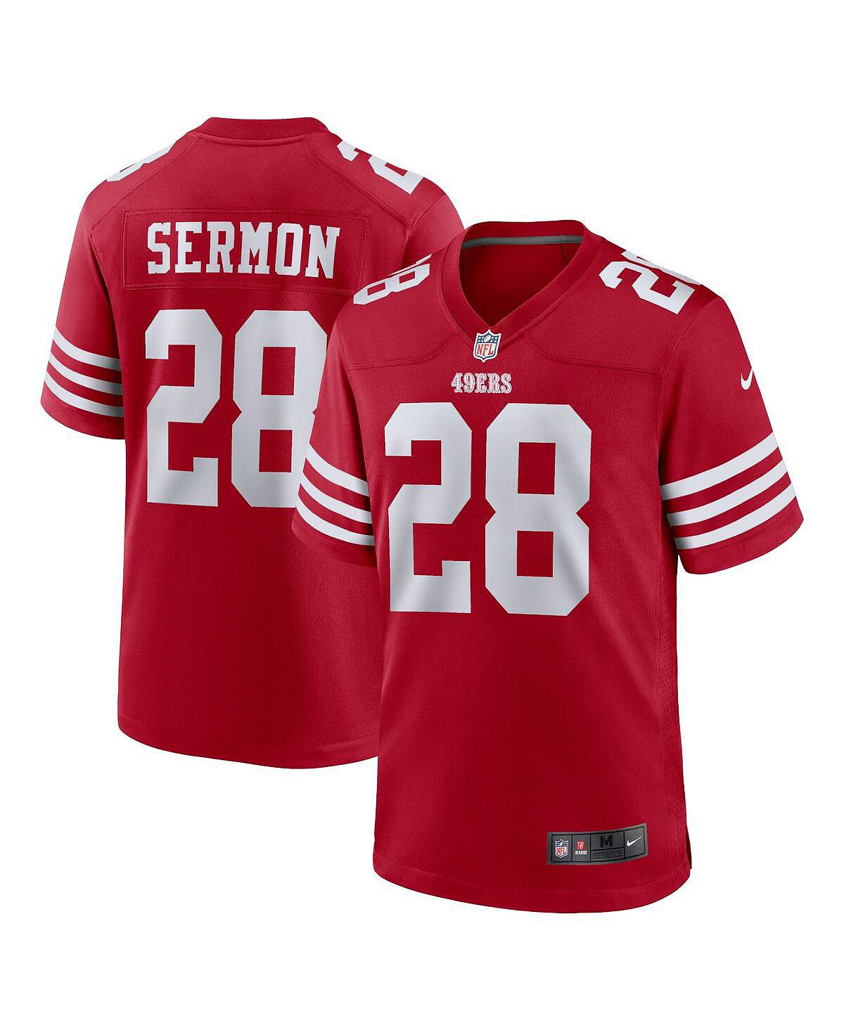 Мужское игровое джерси Trey Sermon Scarlet San Francisco 49ers Player Game Nike игровая майка big boys trey sermon scarlet san francisco 49ers nike красный