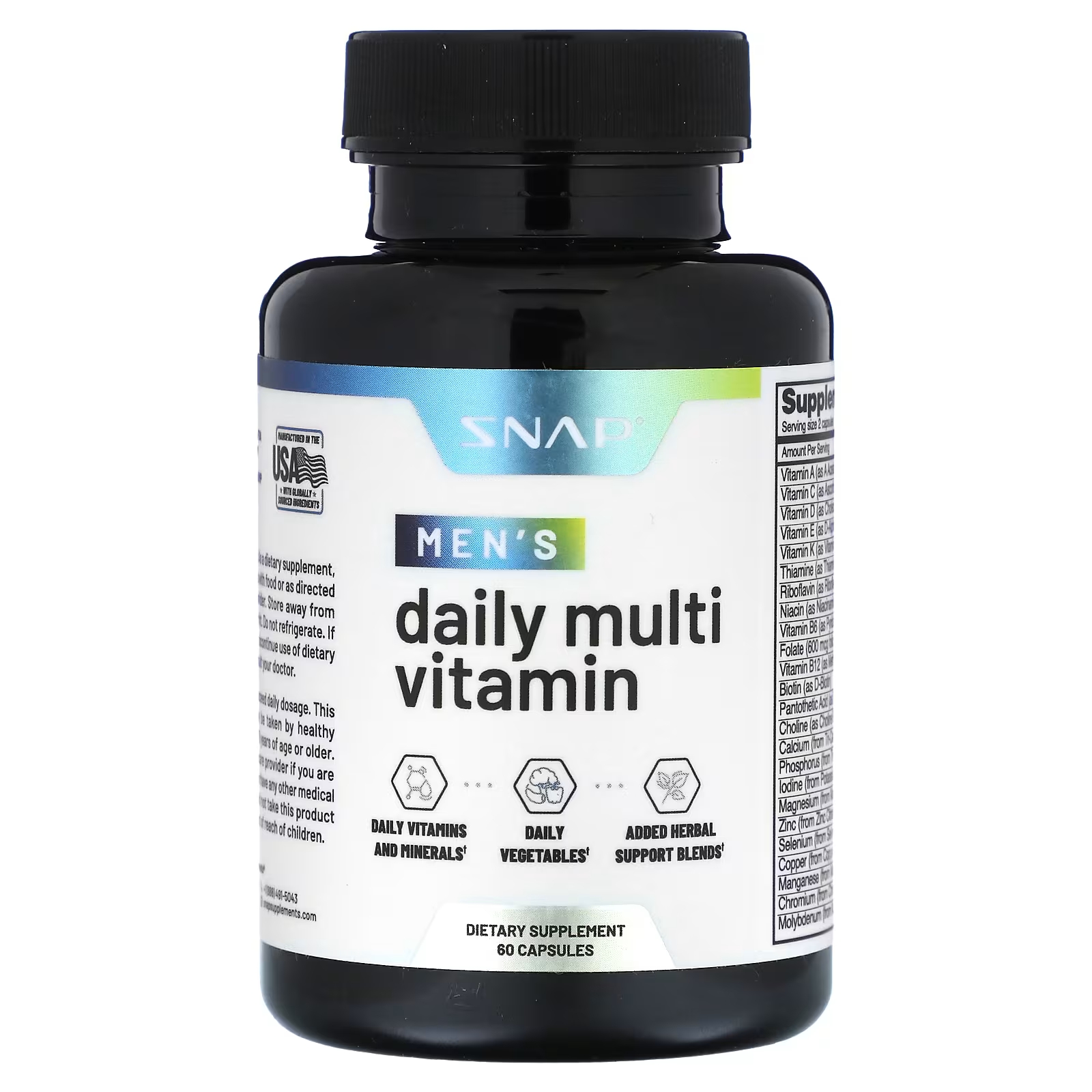 Витамин Snap Supplements Men's Daily, 60 капсул здоровье кишечника snap supplements 60 капсул