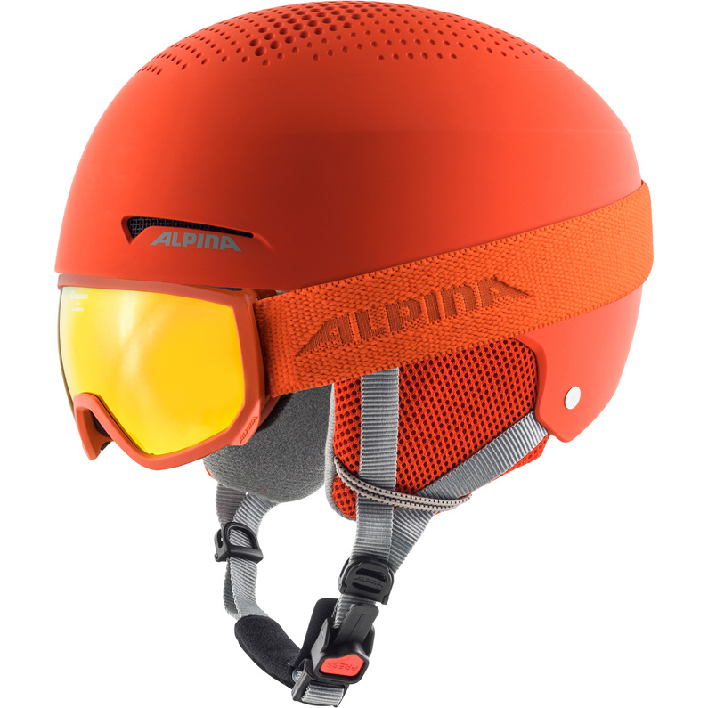 Детский комплект лыжного шлема Zupo+Scarabeo Jr Alpina, оранжевый цена и фото