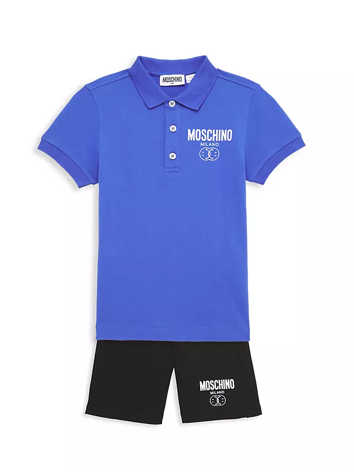 

Рубашка-поло с рисунком смайлика Milano для маленьких мальчиков и мальчиков Moschino, белый