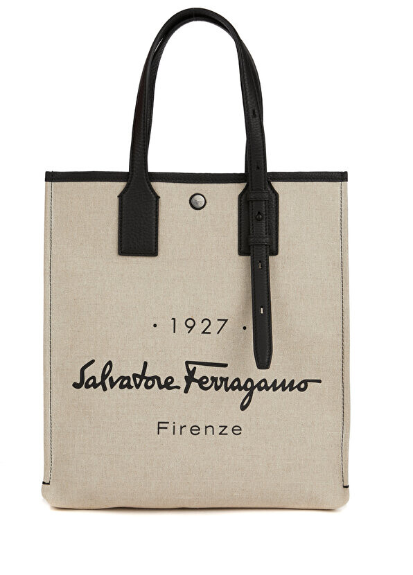 

Кремово-бежевая мужская сумка на плечо с логотипом Ferragamo