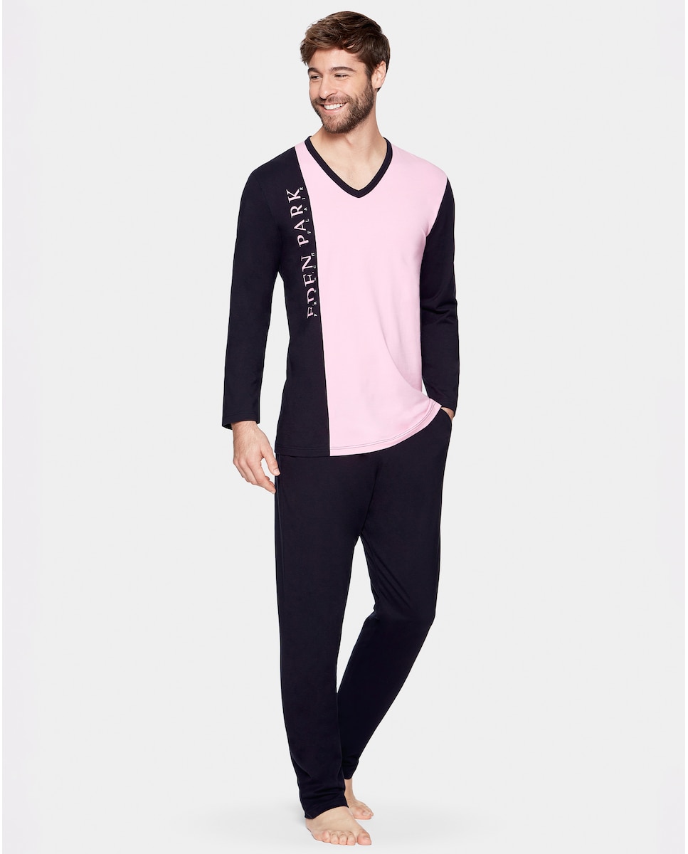 Мужская длинная вязаная пижама розового цвета Eden Park, розовый пижама женская из чистого хлопка с v образным вырезом и шортами