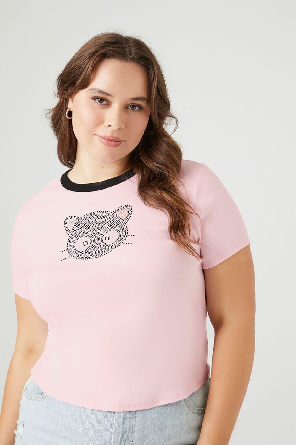 

Плюс размер Детская футболка Chococat со стразами Forever 21, розовый