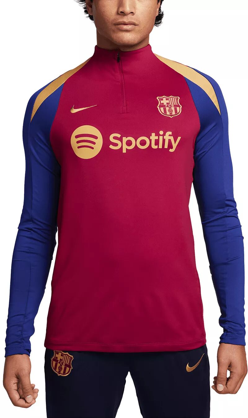 Красная рубашка-пуловер с молнией в четверть Nike Adult FC Barcelona Strike Drill