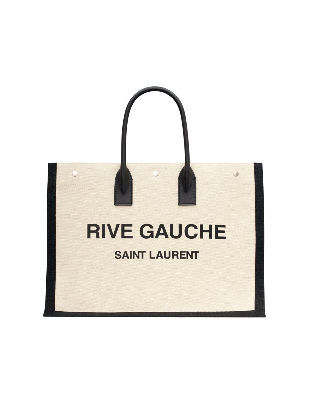 

Большая сумка-тоут Rive Gauche из парусины и гладкой кожи Saint Laurent, неро