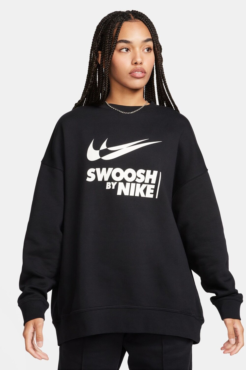 

Толстовка оверсайз с логотипом-галочкой Nike, черный