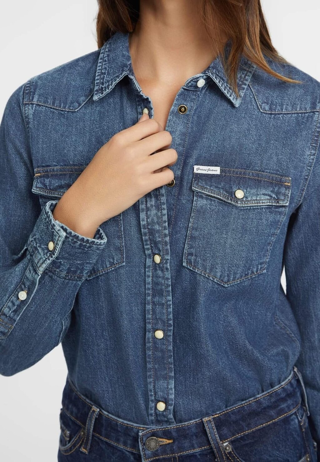 

Рубашка-блузка LANGARM Guess Jeans, синий