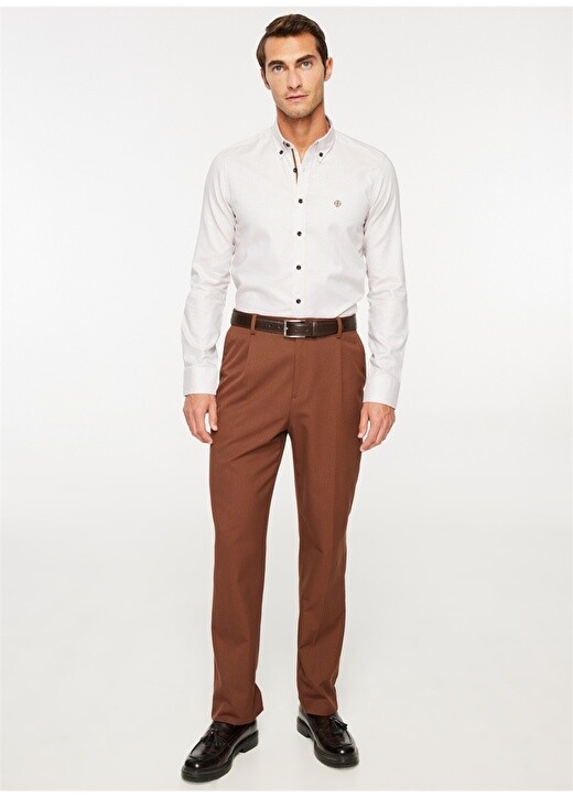 

Коричневая мужская рубашка Slim Fit с воротником на пуговицах Beymen Business