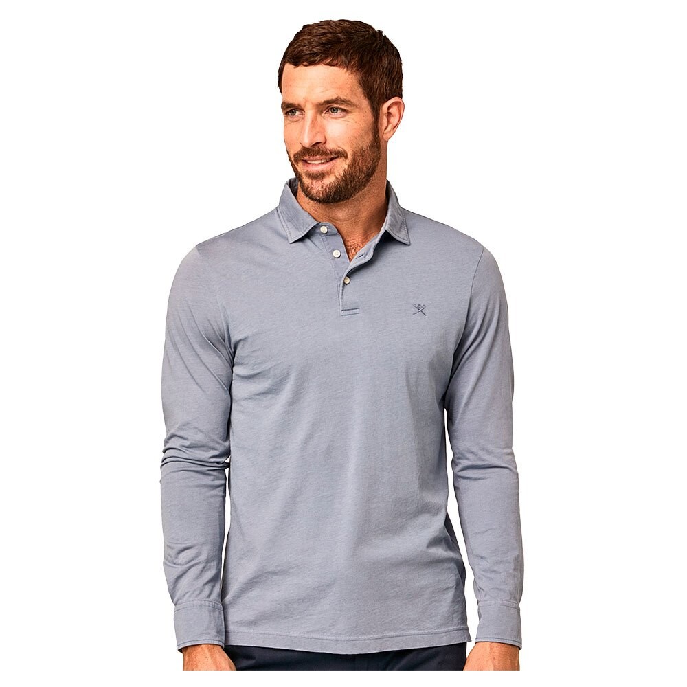 

Поло с длинным рукавом Hackett Garment Jersey Trim, серый