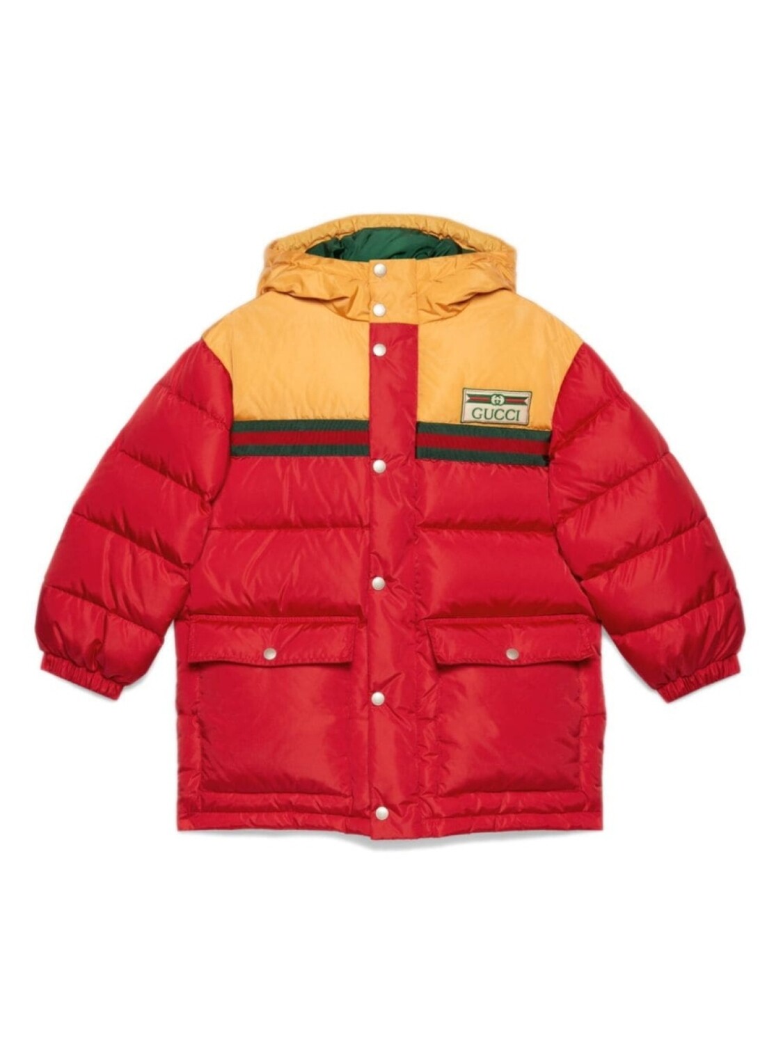 

Gucci Kids дутое пальто с отделкой Web, красный