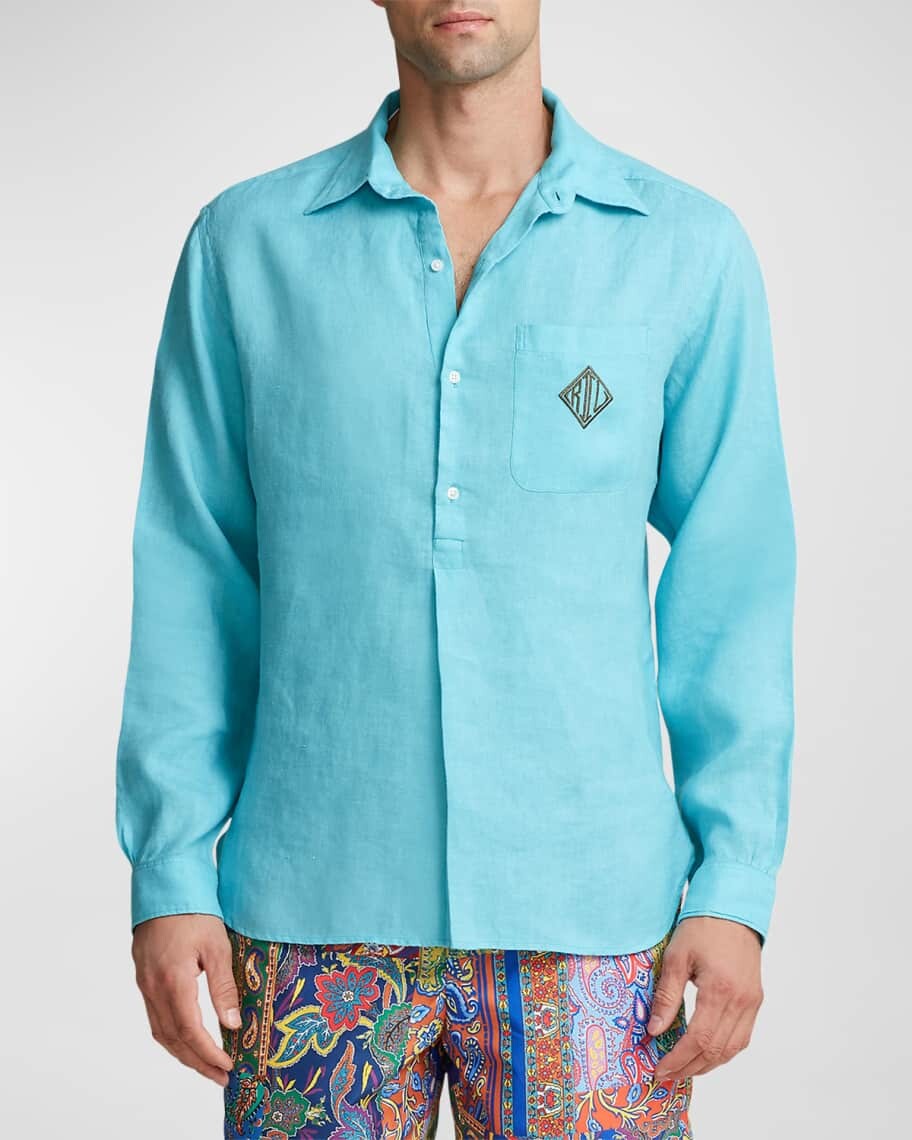 

Мужская льняная туника Ryland с монограммой Ralph Lauren Purple Label