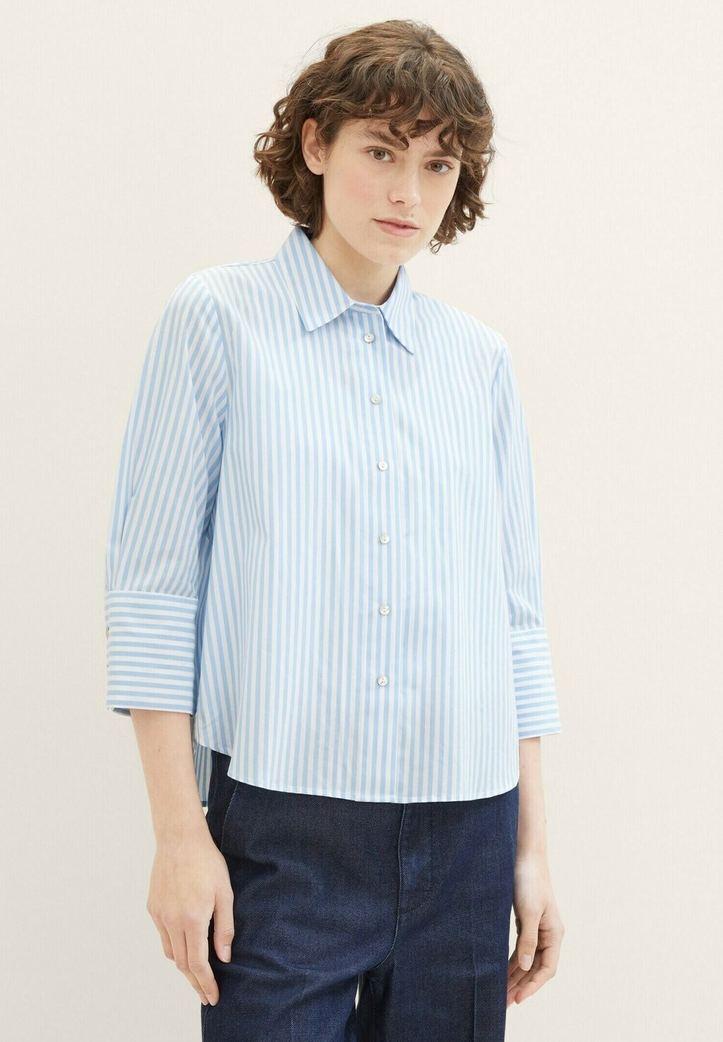 

Блузка-рубашка TOM TAILOR, цвет blue white vertical stripe