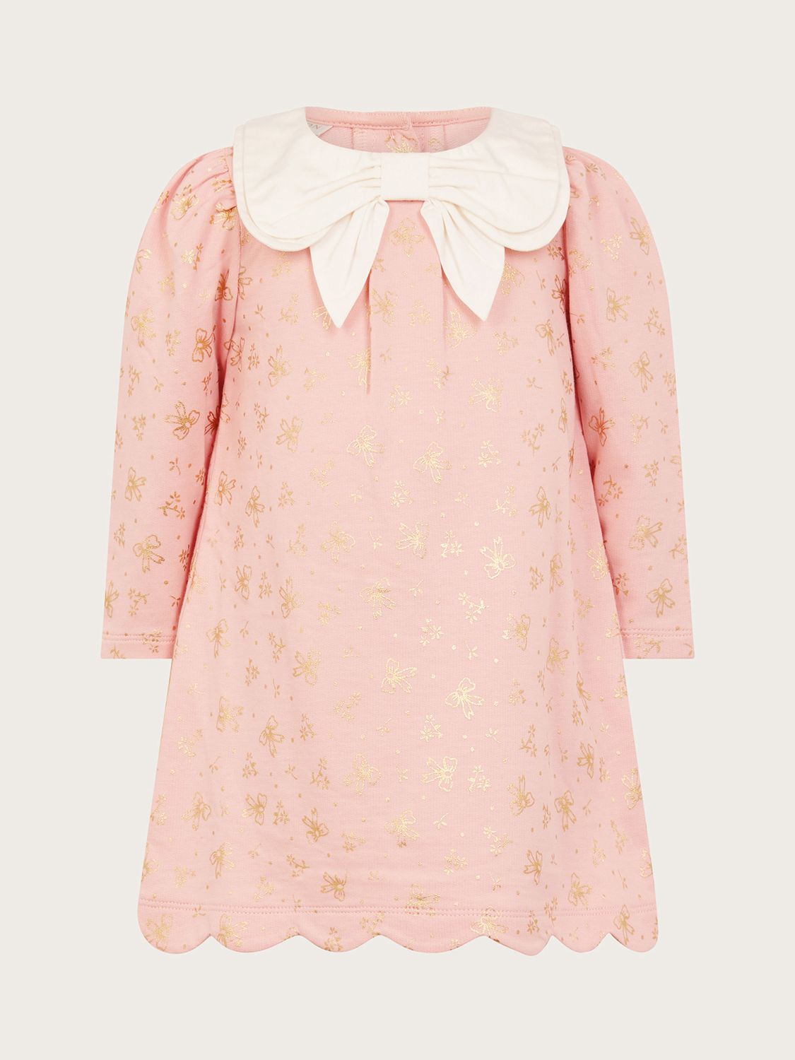 Детское платье с воротником-бабочкой из фольги Monsoon, розовый