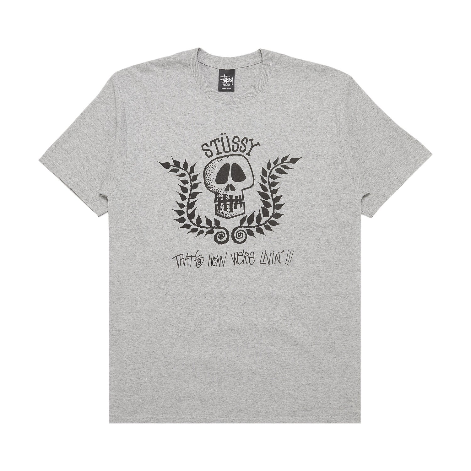 Футболка Stussy Skull Wreath, Grey Heather