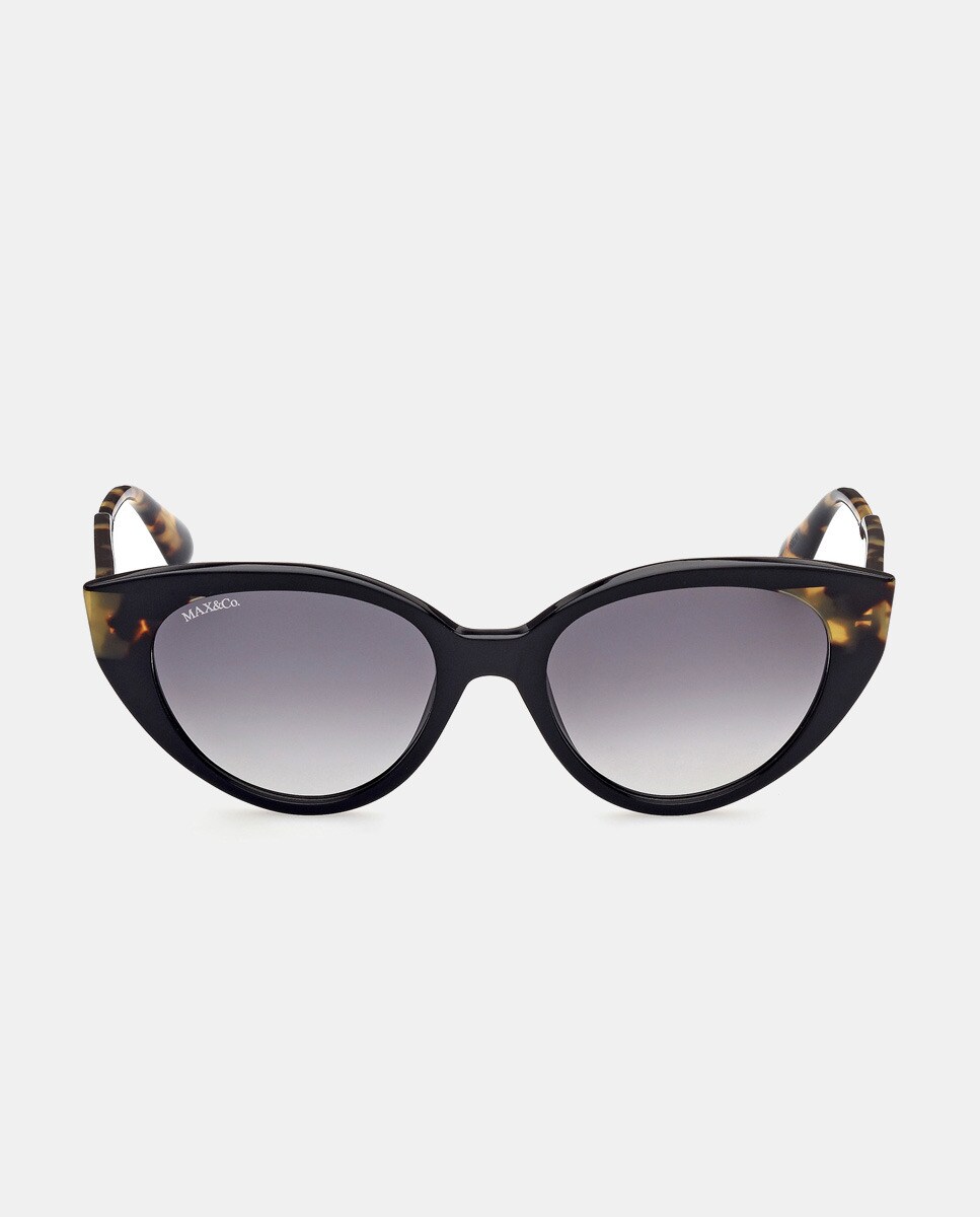 Черные солнцезащитные очки «кошачий глаз» из ацетата с контрастными дужками MAX&Co., черный