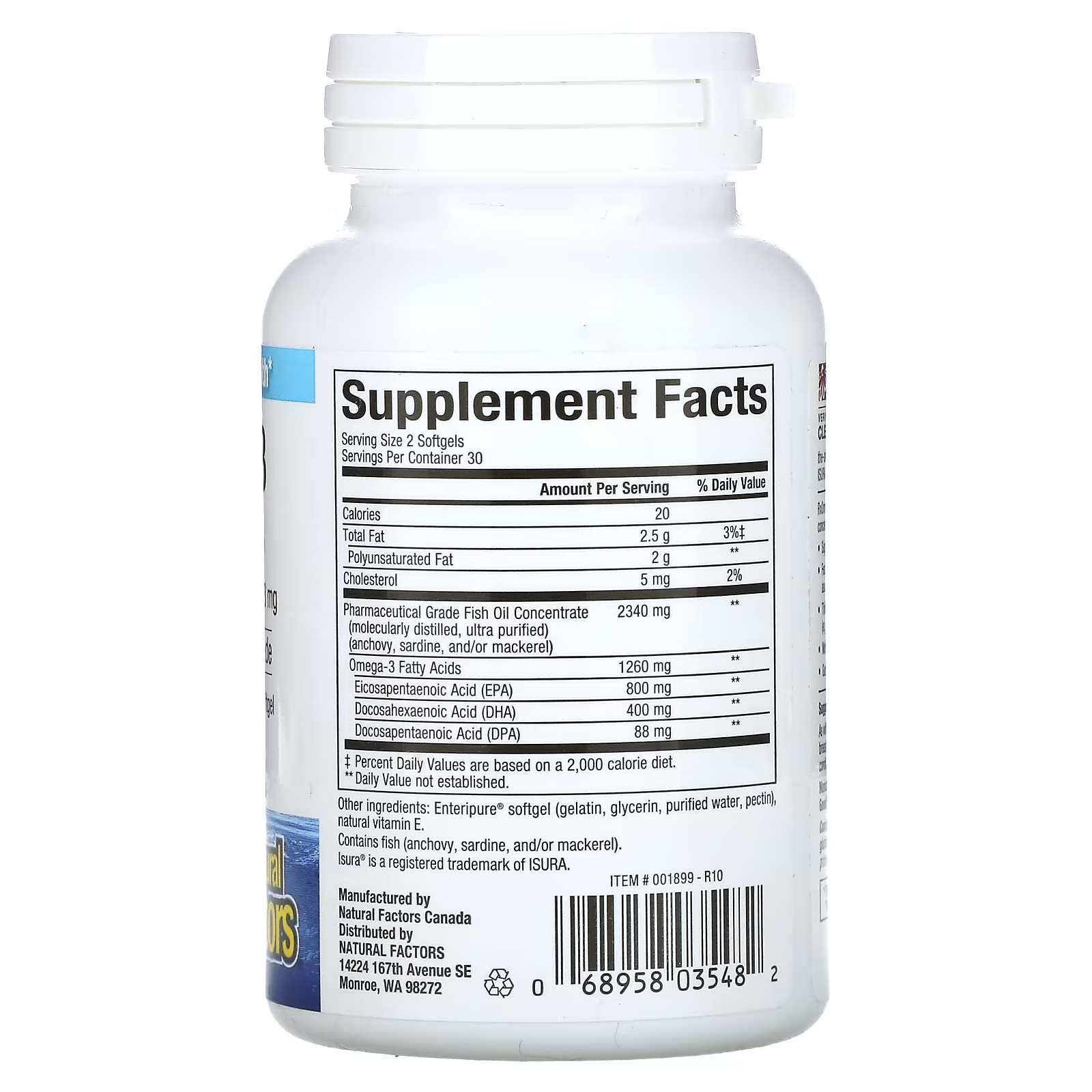 Natural Factors RxOmega-3 1260 мг, 60 мягких таблеток (630 мг на мягкую таблетку)