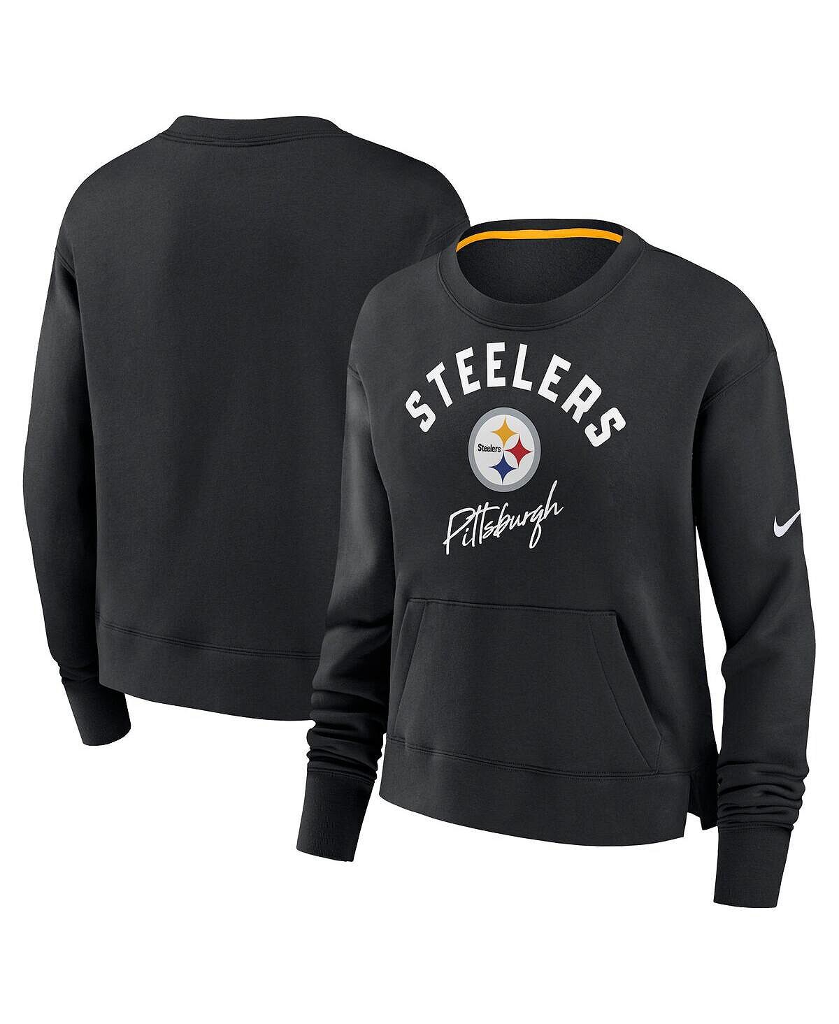 

Женский флисовый пуловер с высокими бедрами Pittsburgh Steelers черного цвета Nike, черный