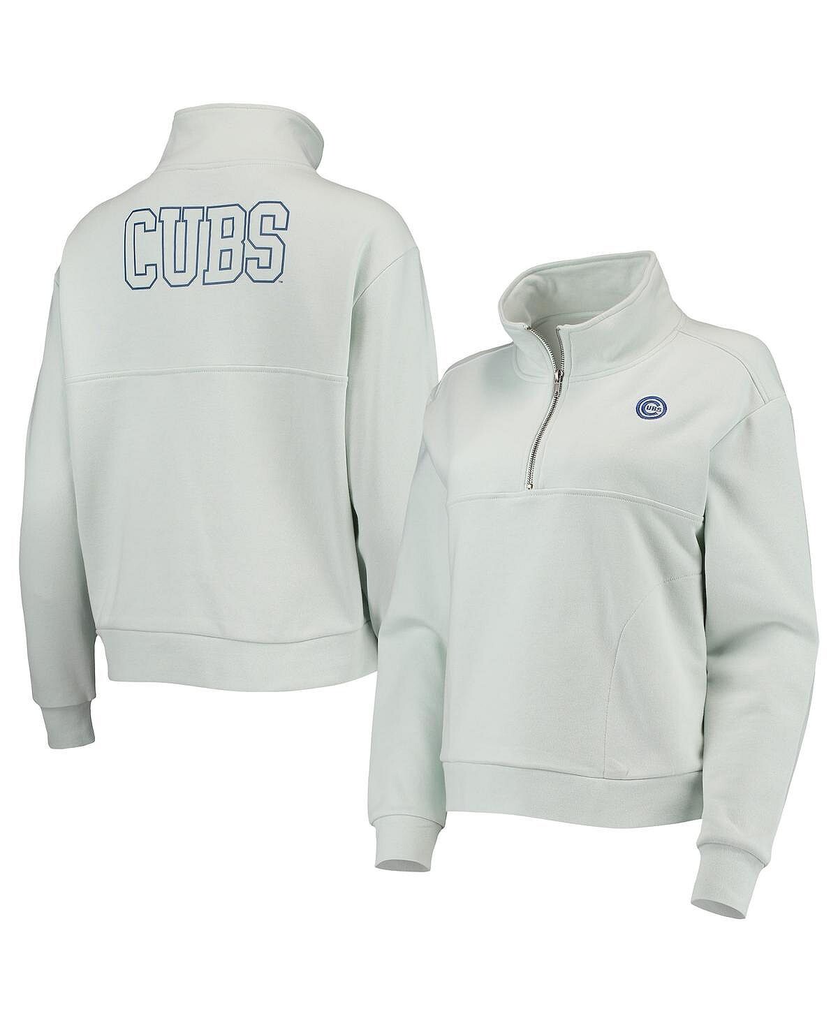 

Женский голубой пуловер с молнией до четверти с двумя ударами Chicago Cubs The Wild Collective, Синий
