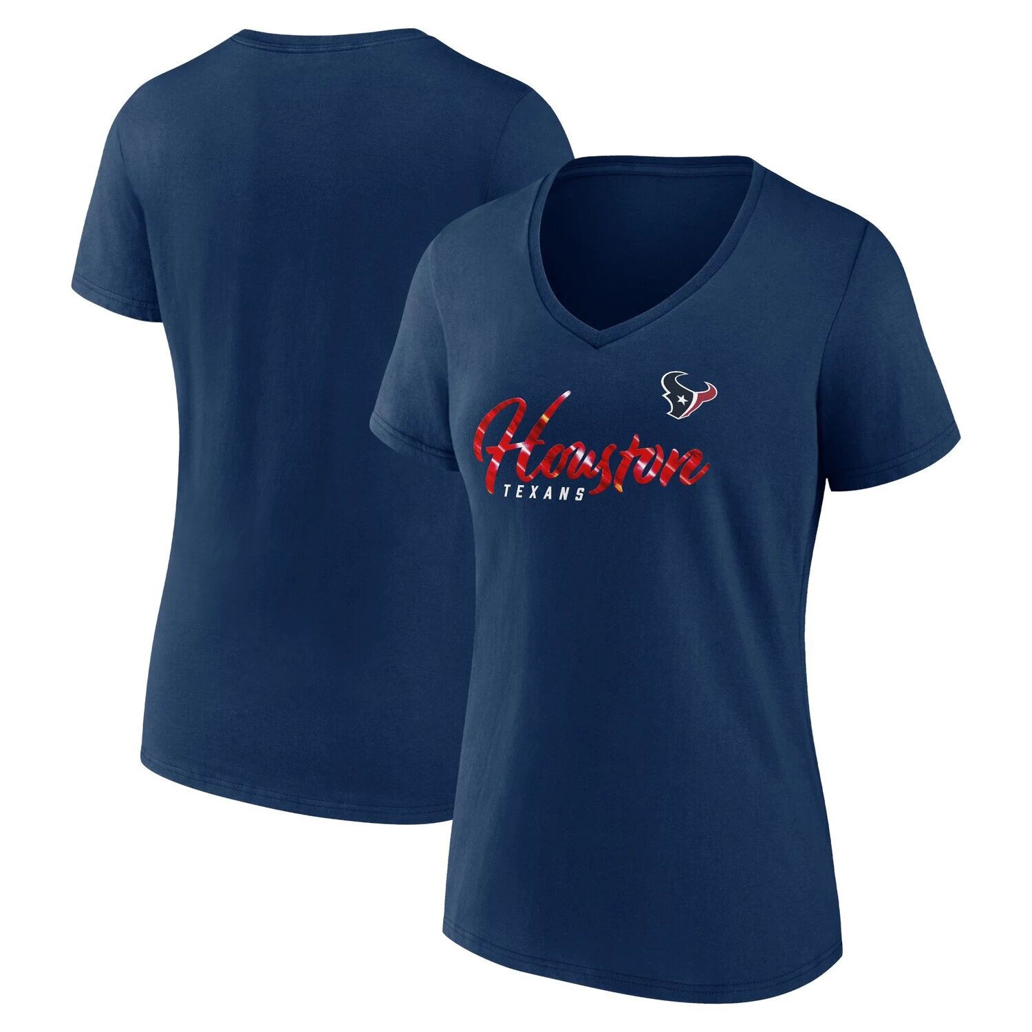 

Женская темно-синяя футболка с v-образным вырезом и фирменным логотипом Fanatics Houston Texans Shine Time Fanatics, Синий