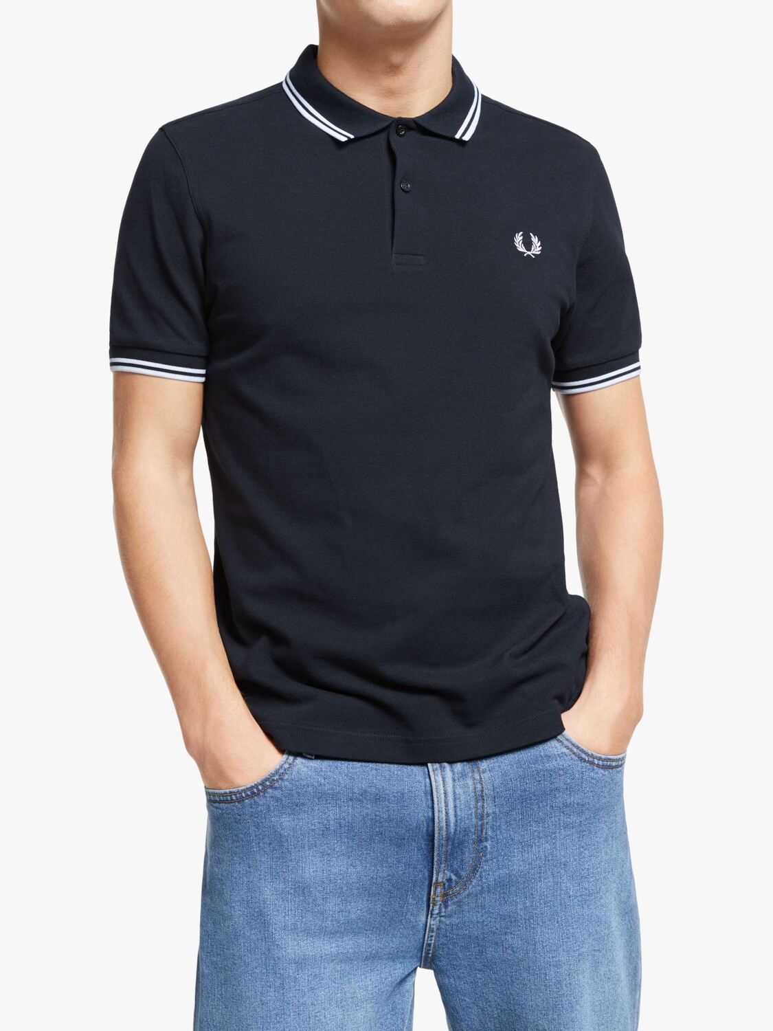 

Рубашка-поло стандартного кроя Fred Perry с двойными кончиками, темно-синяя