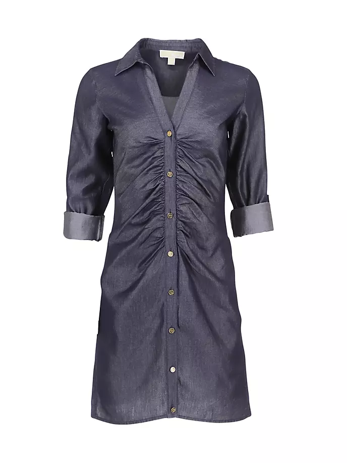 

Мини-платье-рубашка со сборками Michael Michael Kors, цвет indigo rinse