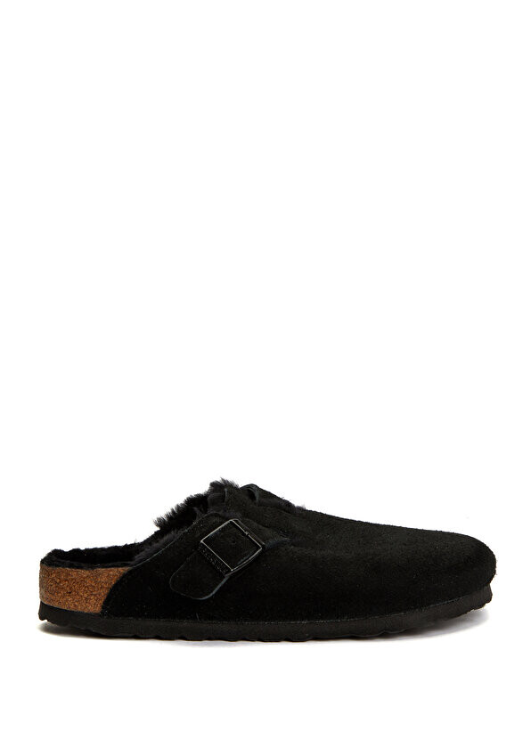 

Черные женские кожаные тапочки boston с отделкой из овчины Birkenstock