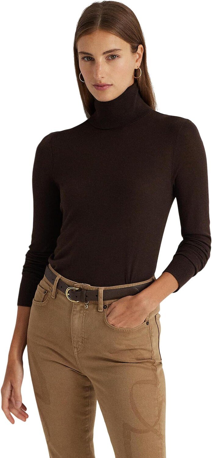 

Свитер Petite Silk-Blend Turtleneck LAUREN Ralph Lauren, цвет Circuit Brown