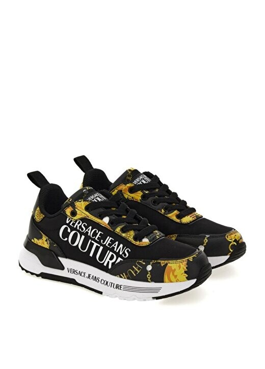 

Желто-черные женские кожаные кроссовки 75VA3SA3ZP341G89 Versace Jeans Couture, черный
