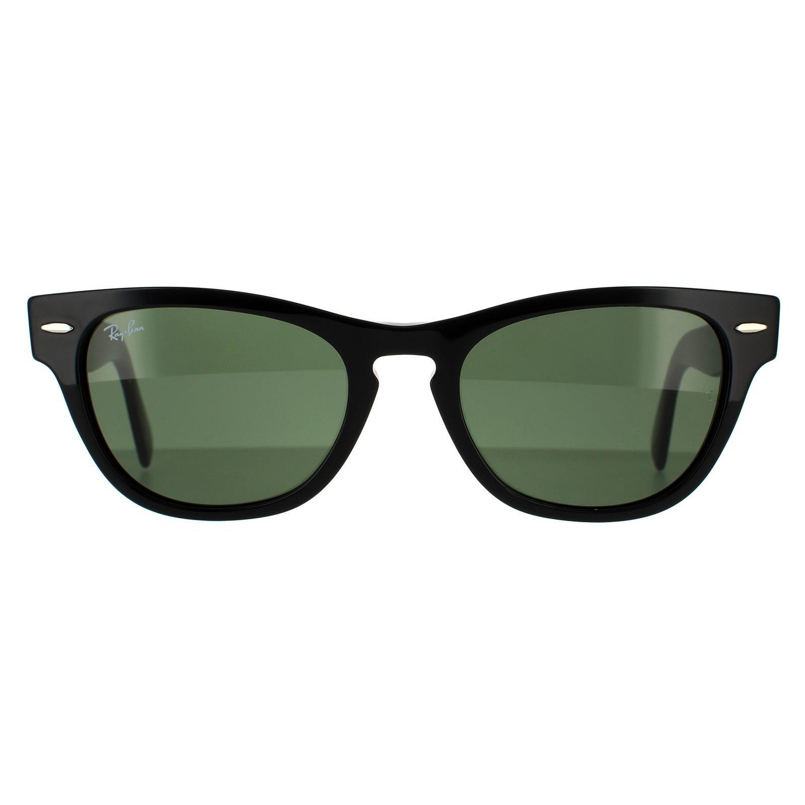 Прямоугольные черные зеленые солнцезащитные очки Ray-Ban, черный