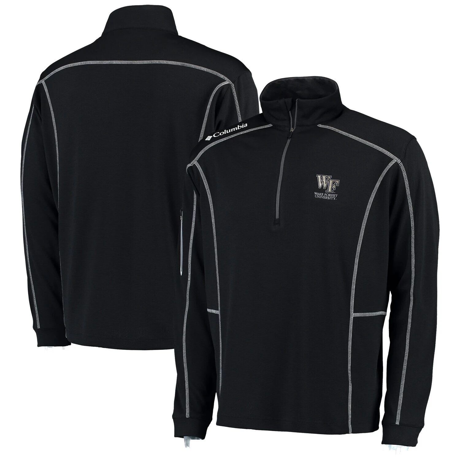 

Мужской пуловер с молнией на четверть и четверти молнии Columbia Golf Black Wake Forest Demon Deacons Shotgun