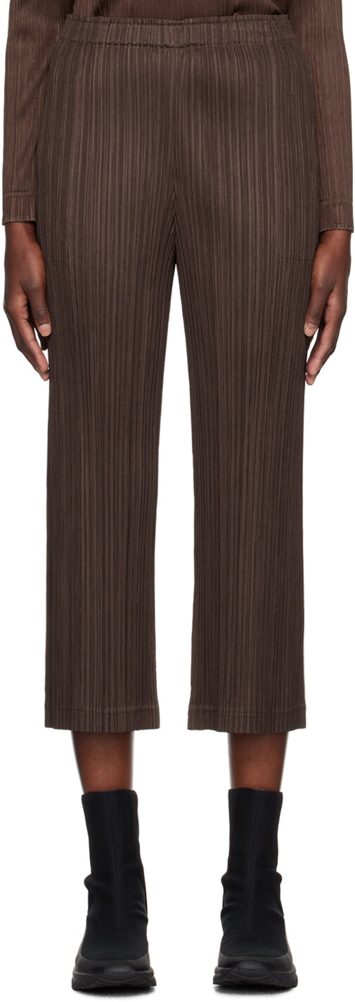 

Коричневые толстые брюки Pleats Please Issey Miyake, 2 шт., Коричневый