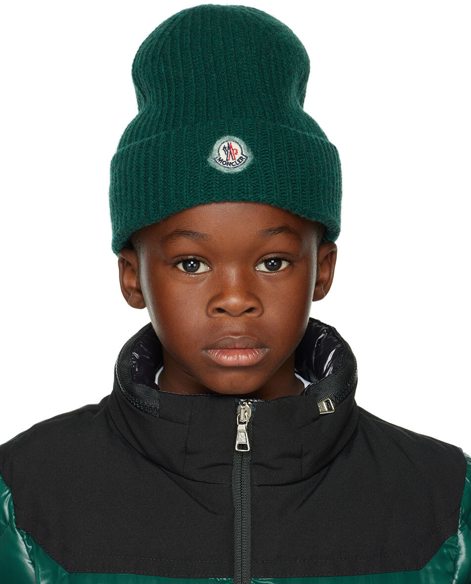 

Детская зеленая шапка из натуральной шерсти зеленого цвета Moncler Enfant