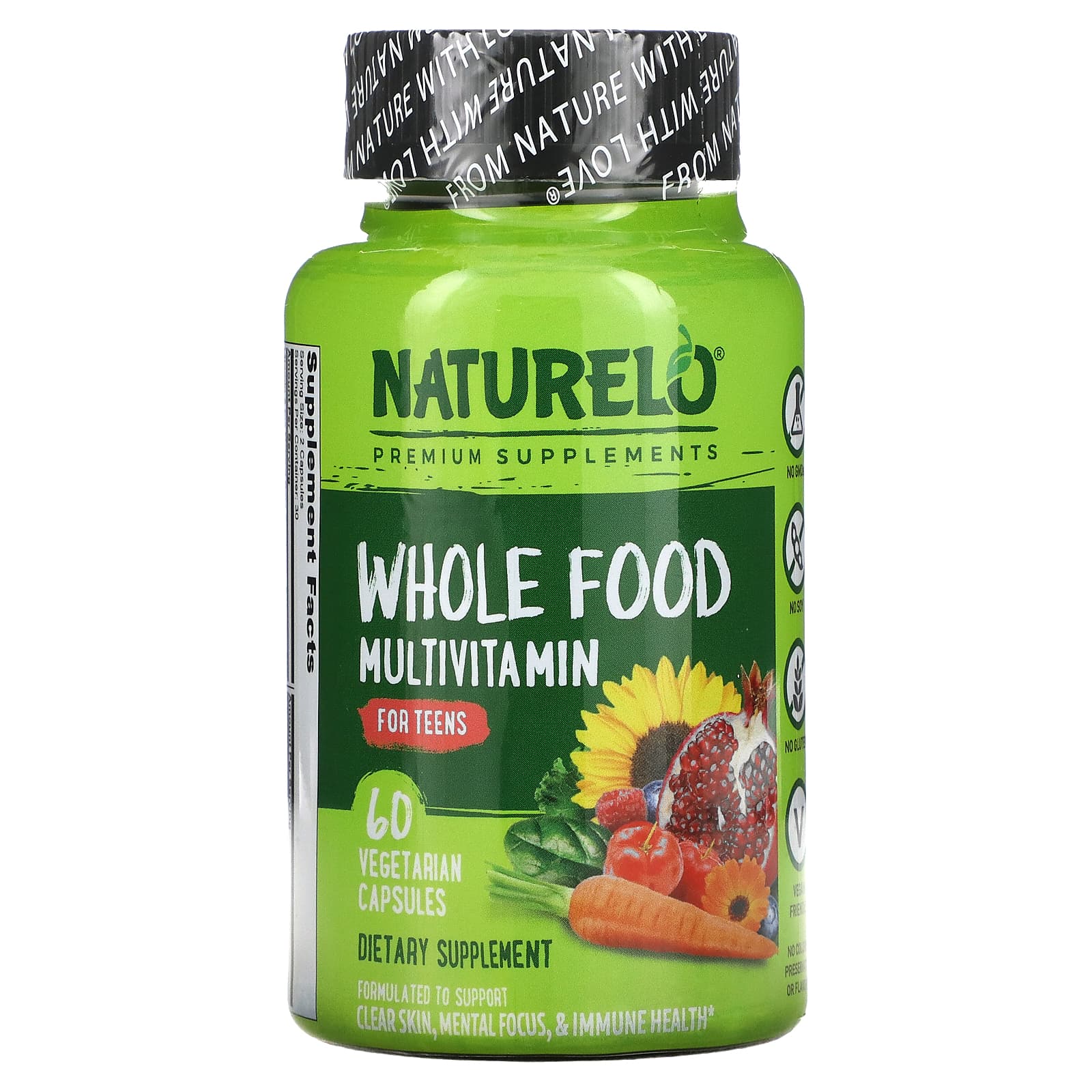 NATURELO мультивитамины из цельных продуктов для подростков 60 растительных капсул мультивитамины kaged 60 растительных капсул